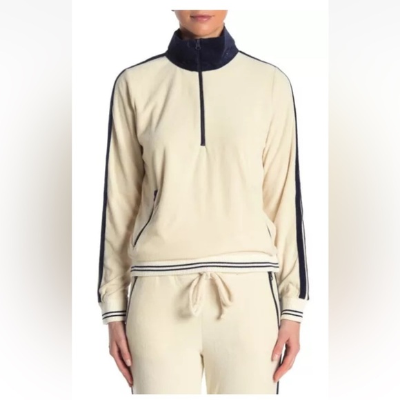 Faherty Brand Richie Quarter Zip Women’s Sweater Top Cream Large - Picture 3 of 16